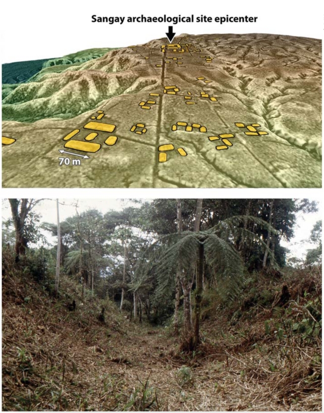 Estradas largas e profundas conectando os assentamentos do Vale Upano. (Rostain et al., Science, 2024)